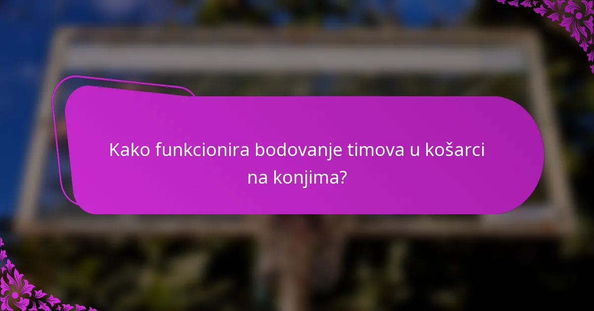 Kako funkcionira bodovanje timova u košarci na konjima?