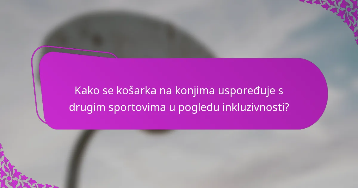 Kako se košarka na konjima uspoređuje s drugim sportovima u pogledu inkluzivnosti?