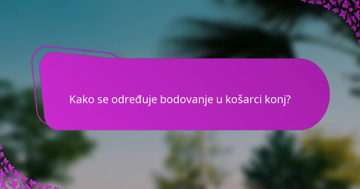 Kako se određuje bodovanje u košarci konj?