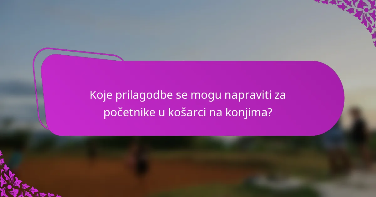 Koje prilagodbe se mogu napraviti za početnike u košarci na konjima?