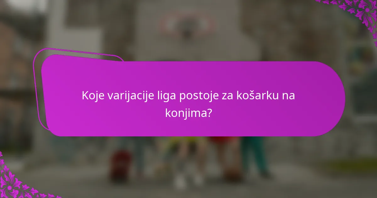 Koje varijacije liga postoje za košarku na konjima?