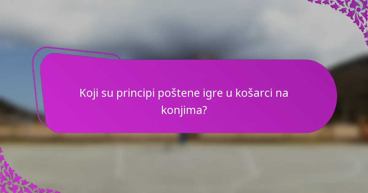 Koji su principi poštene igre u košarci na konjima?